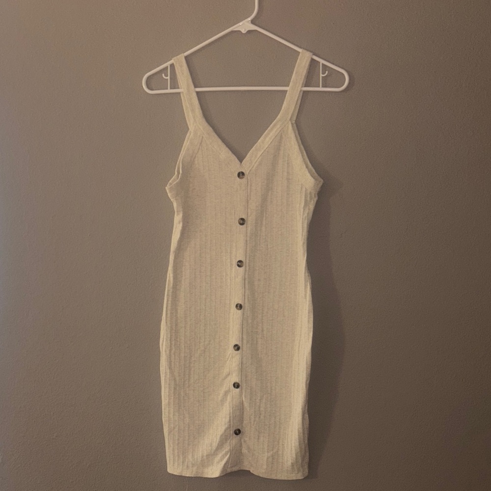 Elegant Cream Button-Down Dress